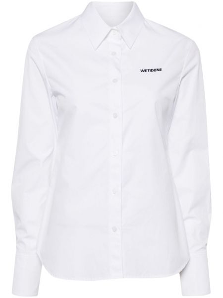 Βαμβακερό πουκάμισο με κέντημα We11done λευκό