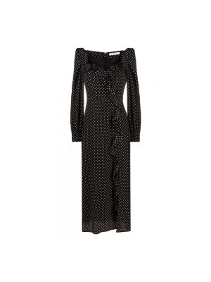 Jedwabna sukienka długa w grochy Alessandra Rich czarna