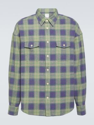 Bombažna srajca s karirastim vzorcem Visvim zelena