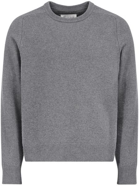 Vlněný dlouhý svetr s kulatým výstřihem Maison Margiela šedý