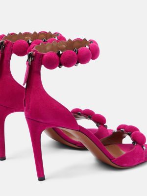 Велурени сандали Alaã¯a розово