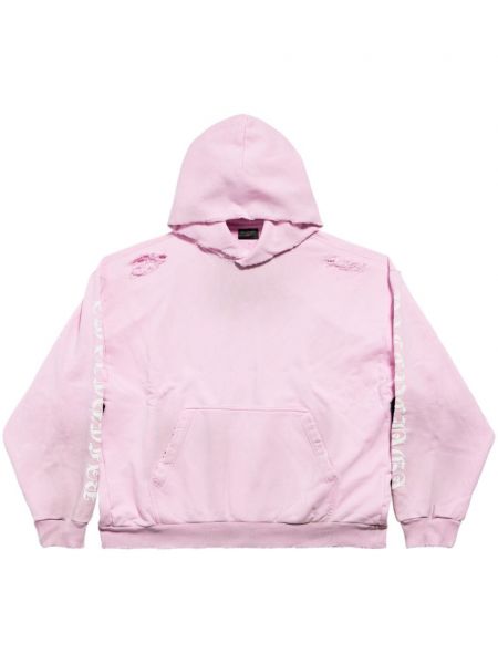 Distressed hoodie aus baumwoll Balenciaga pink