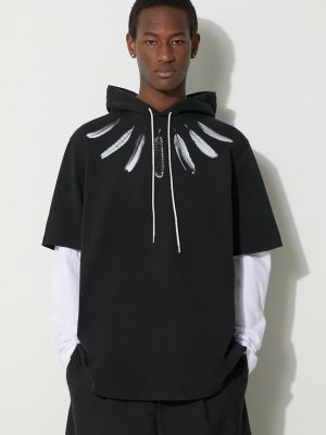 Βαμβακερή μπλούζα με φτερά με κουκούλα Marcelo Burlon μαύρο