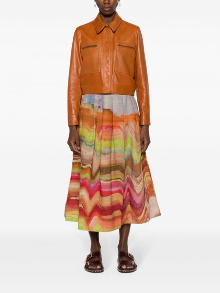 Raštuotas sijonas su abstrakčiu raštu Ulla Johnson oranžinė