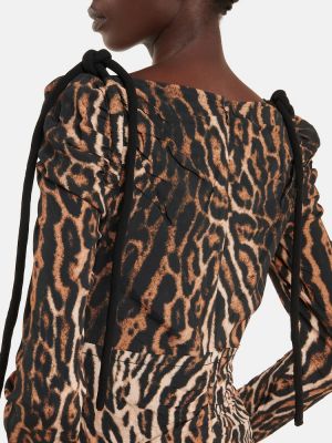 Leopardí midi šaty s potiskem Proenza Schouler hnědé
