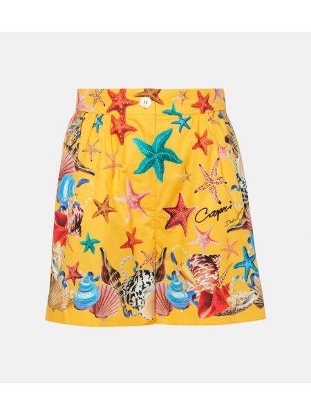 High waist shorts aus baumwoll mit print Dolce&gabbana gelb
