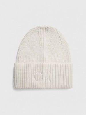 Dzianinowa czapka Calvin Klein biała
