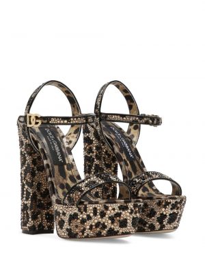 Raštuotos sandalai su platforma leopardinės Dolce & Gabbana