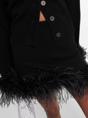 Mini falda de cachemir con plumas con estampado de cachemira Miu Miu negro