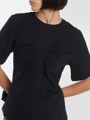 Kokvilnas t-krekls džersija ar drapējumu Isabel Marant melns