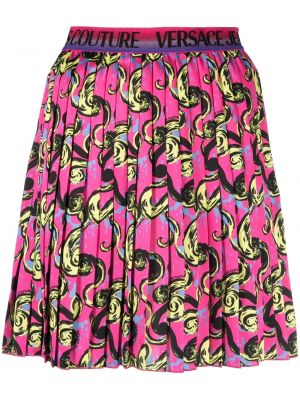 Πλισέ φούστα τζιν με σχέδιο Versace Jeans Couture ροζ