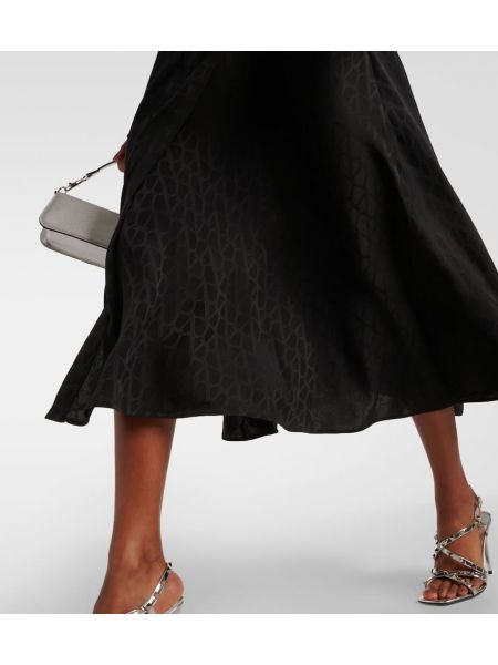Rochie midi de mătase Valentino negru