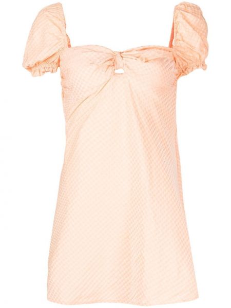 Sukienka mini w kratkę z nadrukiem Stefania Vaidani pomarańczowa