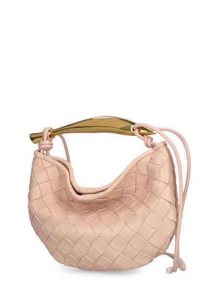 Kožená taška přes rameno Bottega Veneta růžová