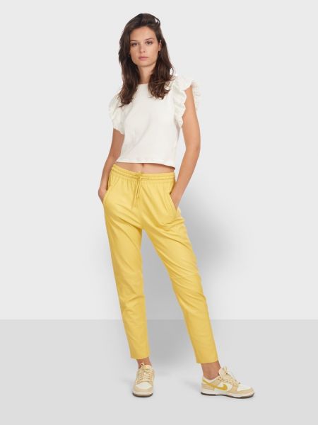 Spodnie skórzane Oakwood żółte