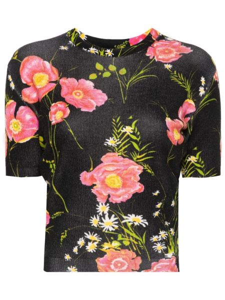 Top cu model floral tricotate cu imagine Balenciaga negru