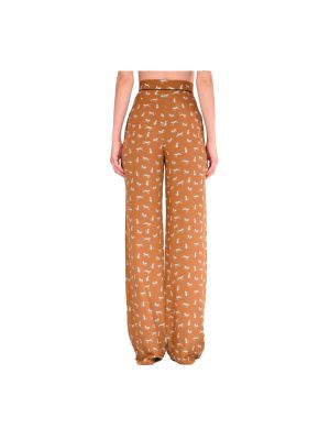 Pantalones de seda con rayas de tigre Max Mara Studio marrón