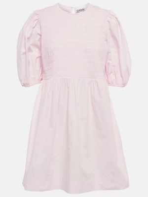 Bavlněné mini šaty Ganni fialové