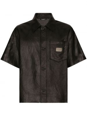 Kožená košile Dolce & Gabbana černá