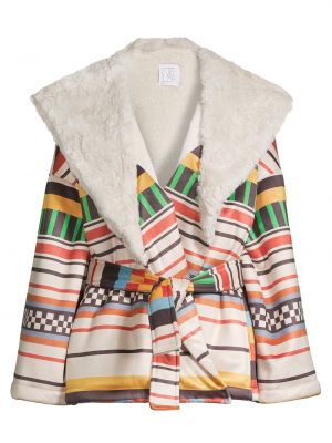 Полосатое пальто на подкладке из искусственной овчины Stella Jean, разноцветный
