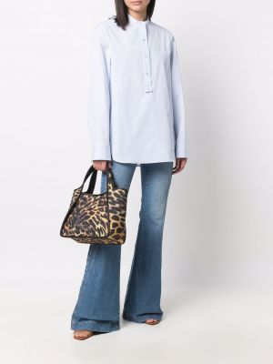 Shopper handtasche mit print mit leopardenmuster mit spikes Stella Mccartney