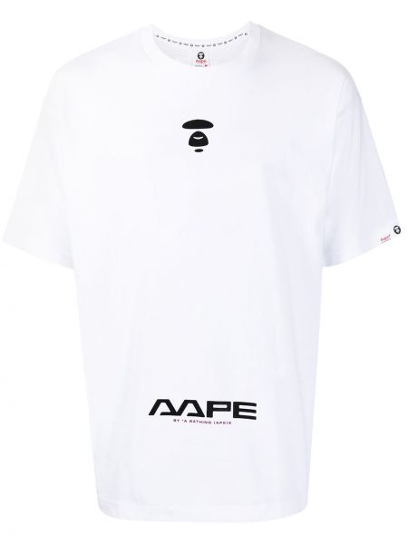 Camiseta a rayas con estampado Aape By *a Bathing Ape® blanco