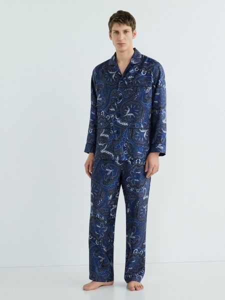 Pijama de seda manga larga con estampado de cachemira Emidio Tucci