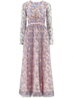 Tylové večerní šaty s paisley potiskem Giambattista Valli růžové