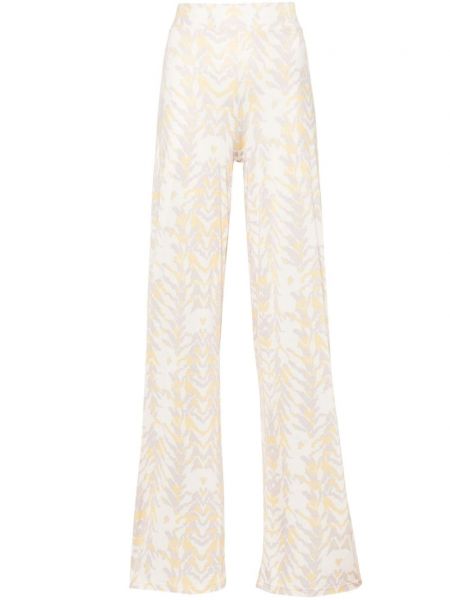 Ravne hlače s potiskom z abstraktnimi vzorci Patrizia Pepe rumena