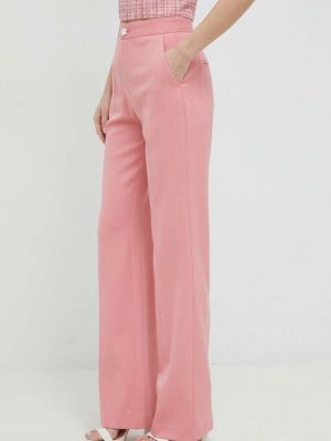 Custommade nadrág gyapjú keverékből Petry női, rózsaszín, magas derekú széles