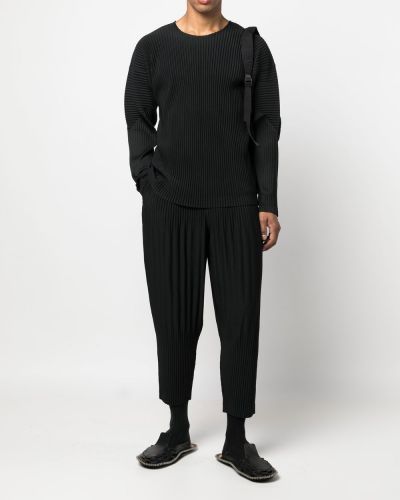 Sweter z okrągłym dekoltem Homme Plisse Issey Miyake czarny