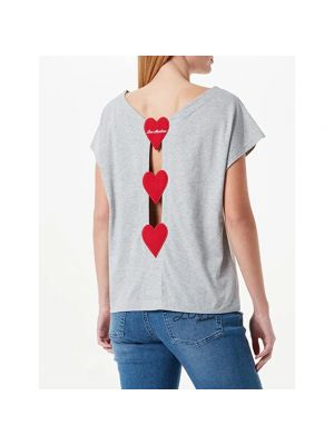 Camiseta de algodón con corazón Love Moschino gris