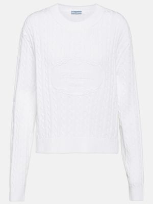 Pamučni džemper Prada bijela