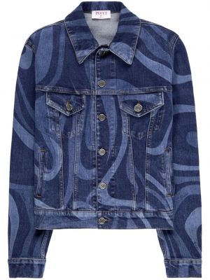 Džínsová bunda s potlačou s abstraktným vzorom Pucci modrá