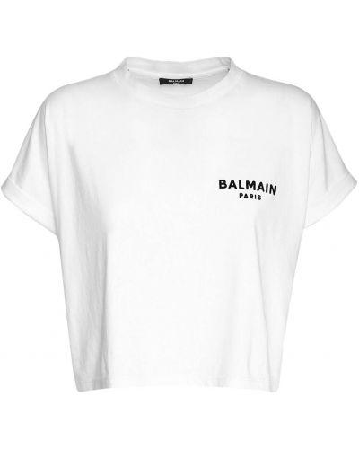 Bavlněné tričko Balmain bílé