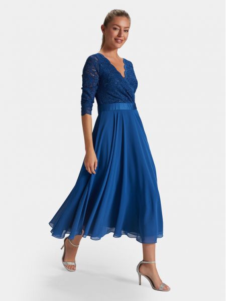 Коктейлна рокля Swing синьо