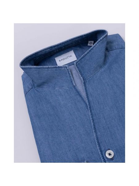 Koszula jeansowa slim fit Bagutta niebieska