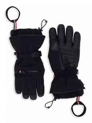 Кожаные перчатки Moncler черные
