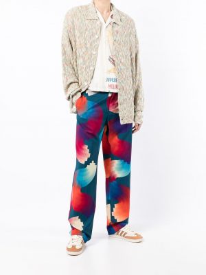 Vlněné rovné kalhoty s potiskem s abstraktním vzorem Marcelo Burlon County Of Milan