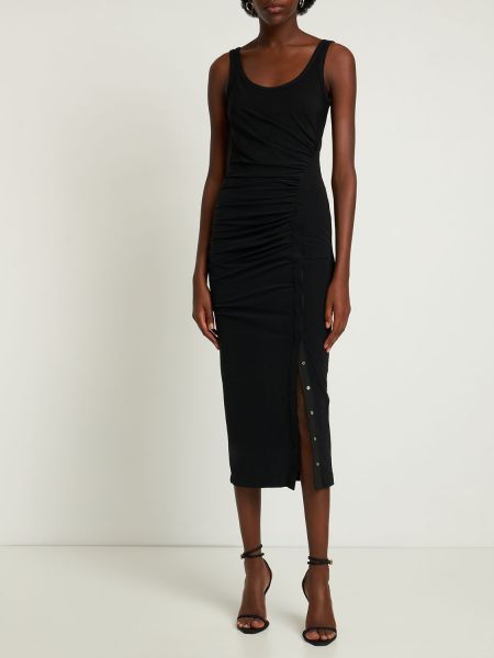 Μίντι φόρεμα ντραπέ από κρεπ Helmut Lang μαύρο