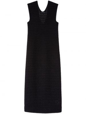 Midi obleka z v-izrezom iz žakarda Jil Sander črna