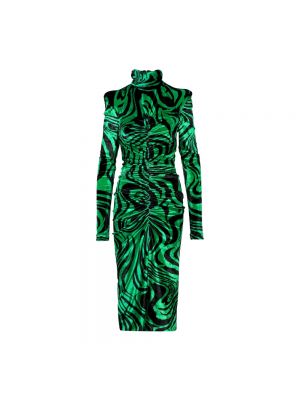 Sukienka midi z wysokim kołnierzem Philosophy Di Lorenzo Serafini zielona