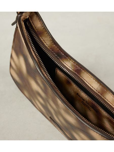 Kožna torba za preko ramena s printom Acne Studios smeđa