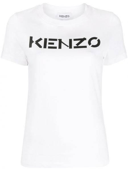 Bavlnené tričko s potlačou Kenzo biela