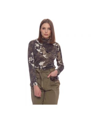 Bluse mit drapierungen mit camouflage-print Kocca schwarz