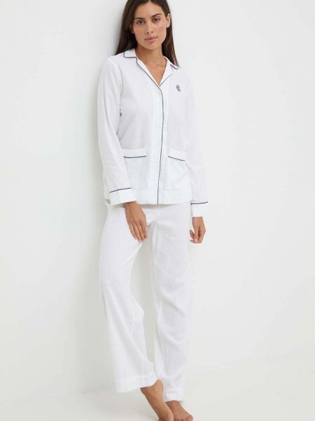 Lanena pidžama Lauren Ralph Lauren bijela