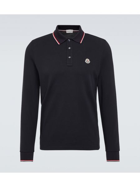 Pamuklu polo yaka tişört Moncler mavi