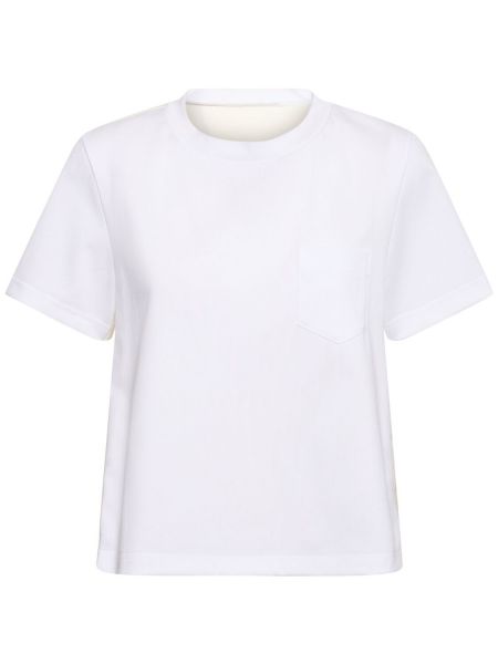 Camiseta de nailon de algodón de tela jersey Sacai blanco