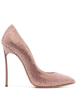 Полуотворени обувки с ток с висок ток Casadei розово