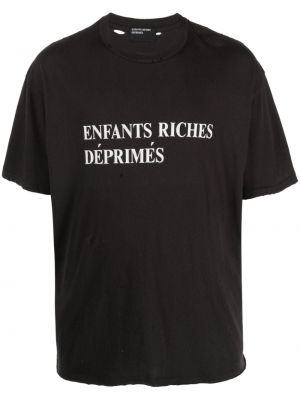 Raštuotas medvilninis marškinėliai Enfants Riches Déprimés juoda